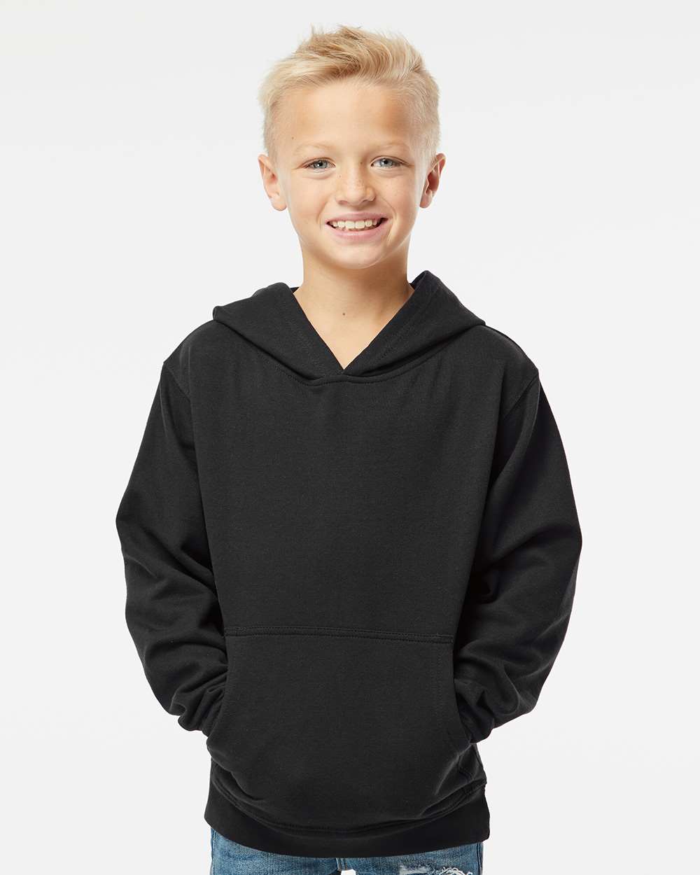 Independent Trading Co. SS4001Y Youth Midweight Hooded Sweatshirt — Black