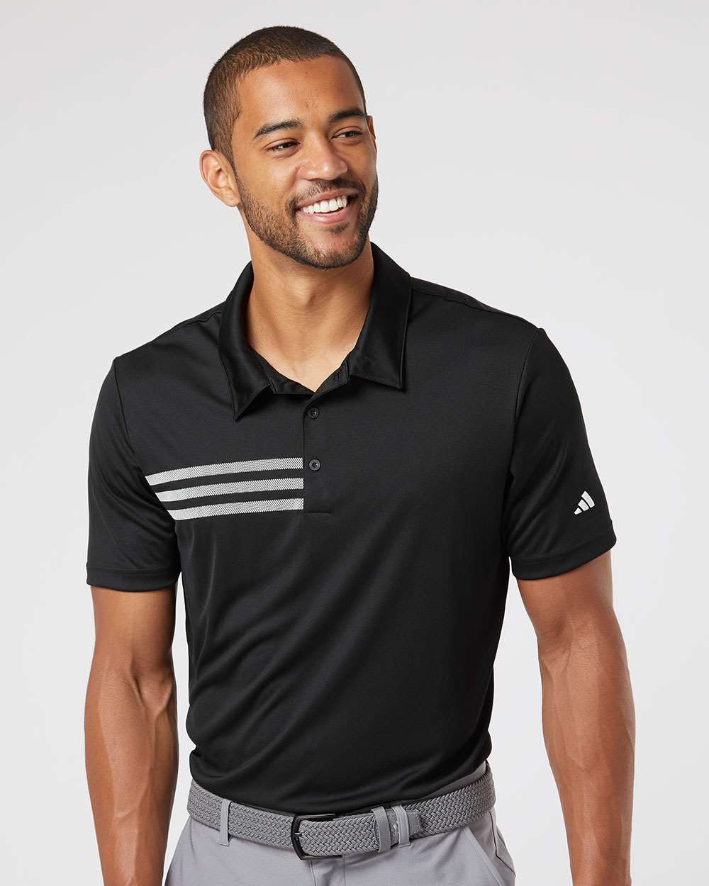 Adidas A324 Men’s 3-Stripes Chest Polo — Black/ White