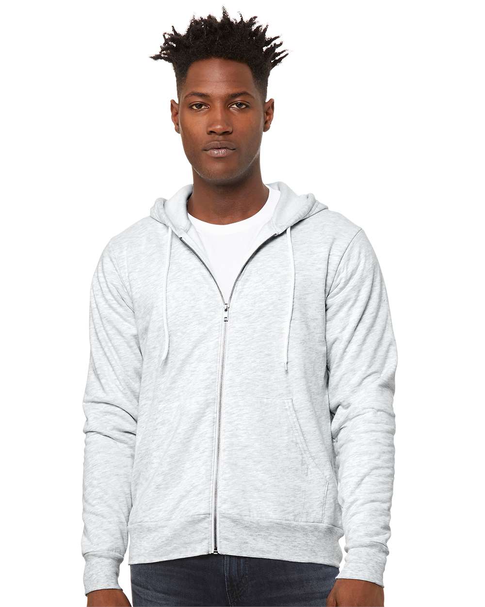 BELLA + CANVAS 3739 Unisex Sponge Fleece Full-Zip Hoodie Sweatshirt — Ash