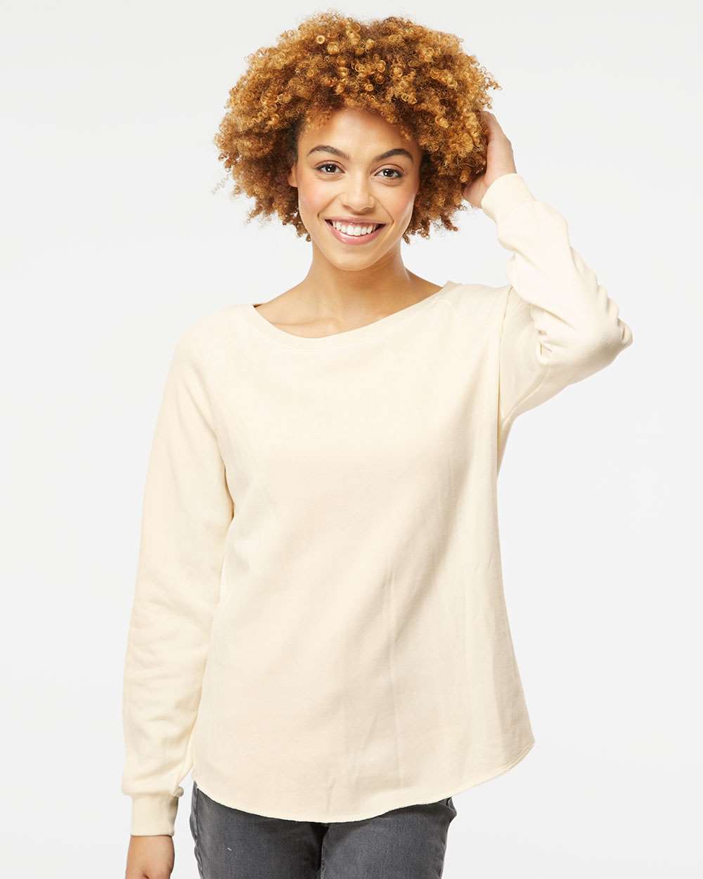 Independent Trading Co. PRM2000 Women’s California Wave Wash Crewneck Sweatshirt — Bone